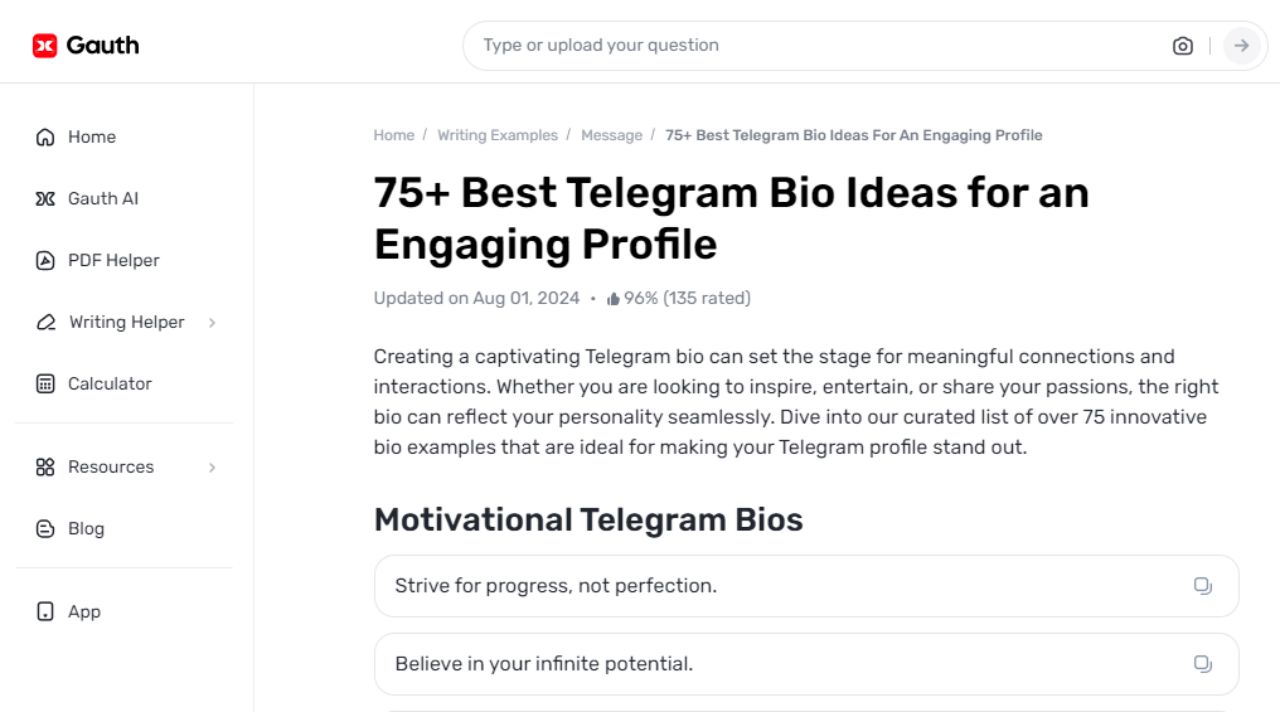 Make Your Telegram Profile Shine: Engaging Bio Ideas by Gauth